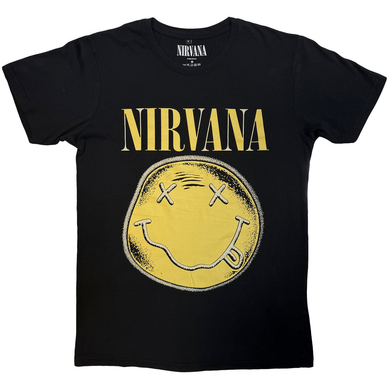 NIRVANA Carbon T-Shirt, Happy Face Infill Distressed