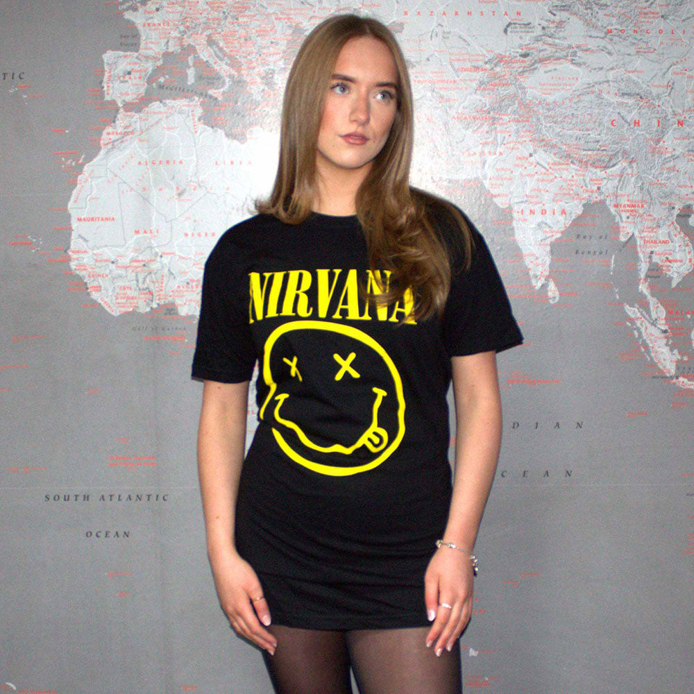 nirvana dress shirt Nirvana Distressed T Shirt Dress White Urban Outfitters Tops Nwt Uo Nirvana Distressed Tshirt Dress