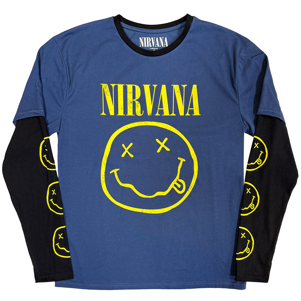 NIRVANA Long Sleeve T-Shirt, Yellow Happy Face