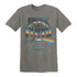 A gray t-shirt with a Pink Floyd logo and a prism design on the front, featuring a rainbow spectrum and a moon background.