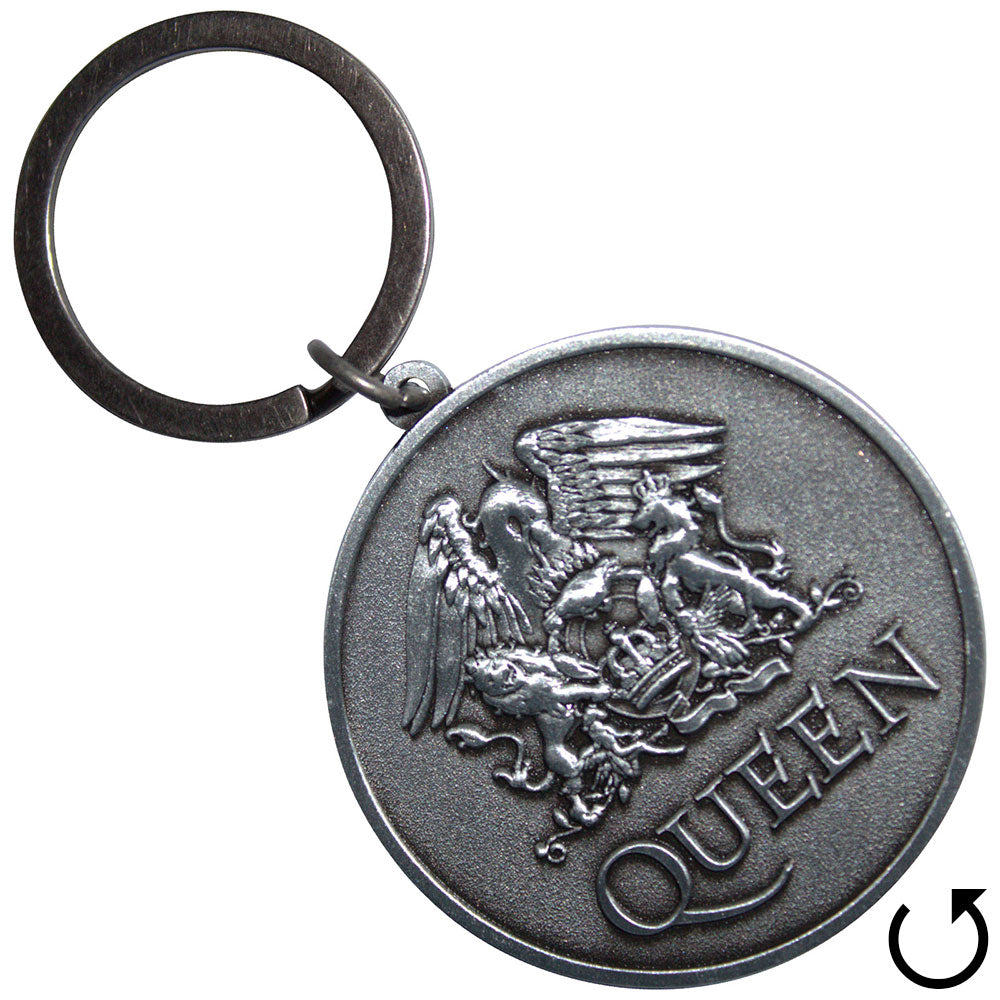 QUEEN Keychain, Silver Crest Double Sided