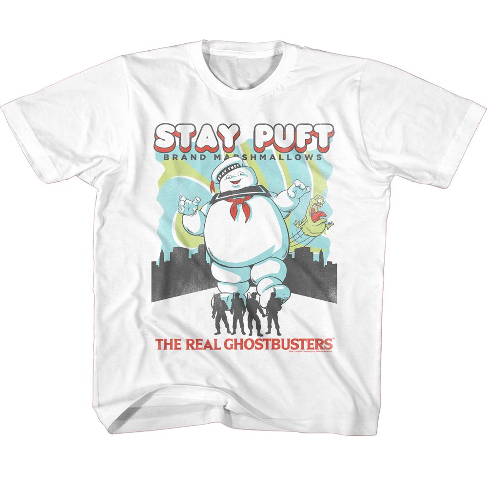 THE REAL GHOSTBUSTERS Kids T-Shirt, RGB STAY PUFT AND BUSTERS