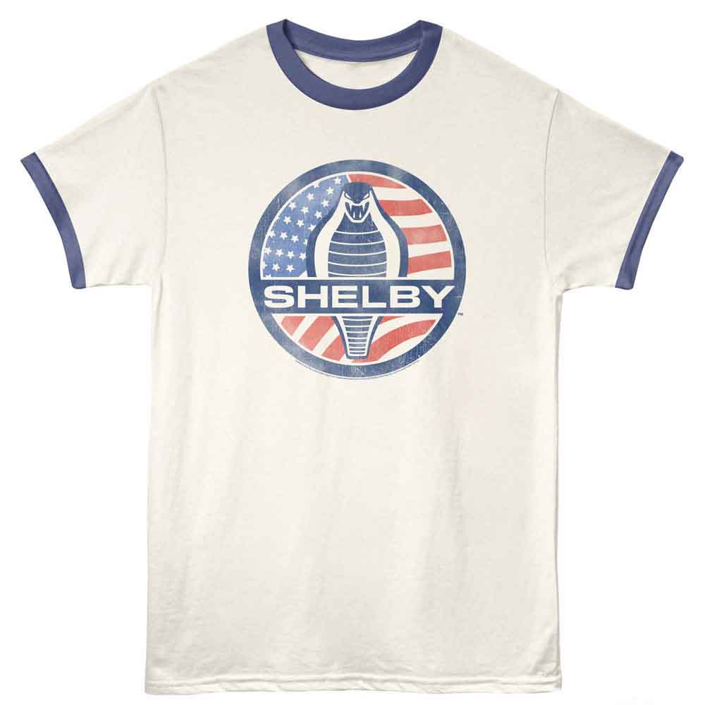 CARROLL SHELBY Ringer T-Shirt, FLAG LOGO