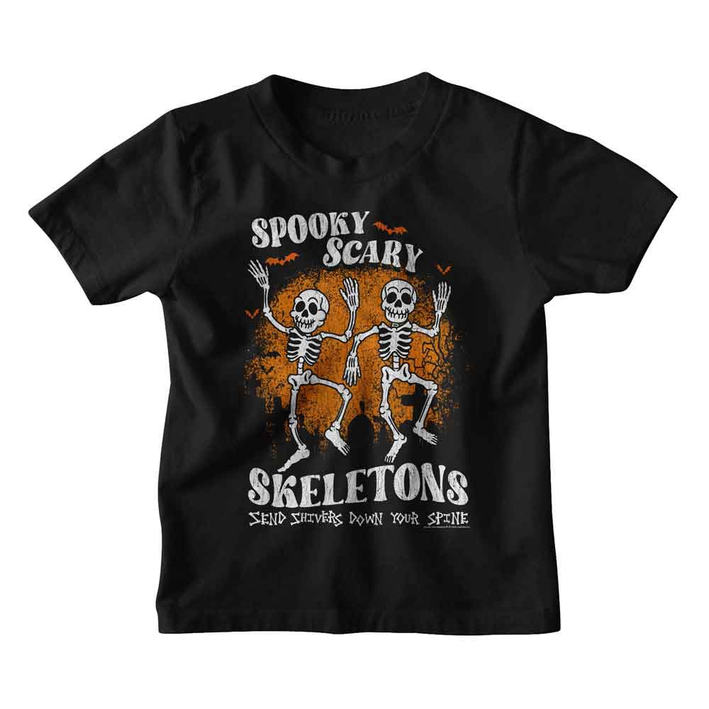 SPOOKY SCARY SKELETONS Eye-Catching T-Shirt, BATS AND GRAVES