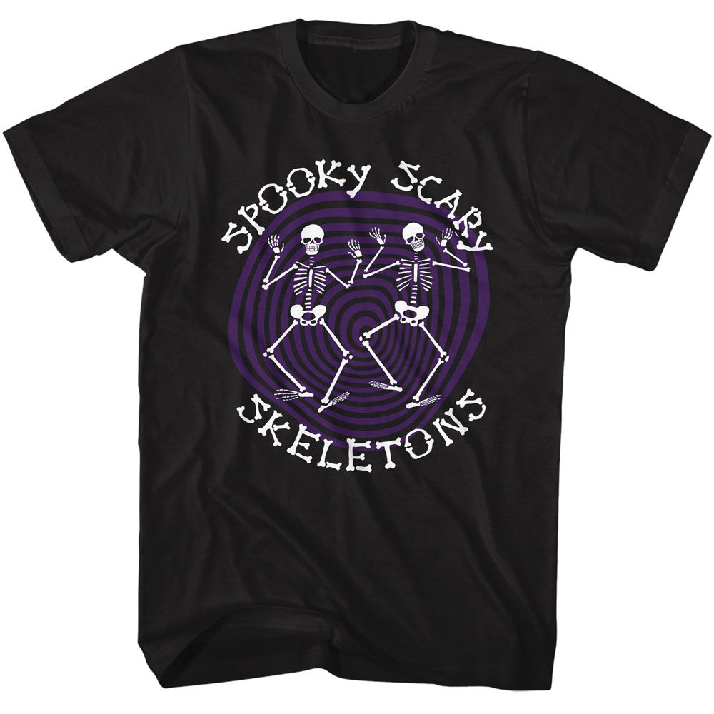 SPOOKY SCARY SKELETONS Eye-Catching T-Shirt, SPIRAL