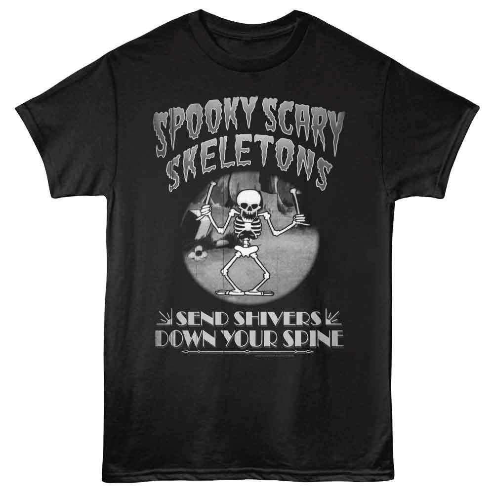 SPOOKY SCARY SKELETONS Eye-Catching T-Shirt, OLD FILM INTRO