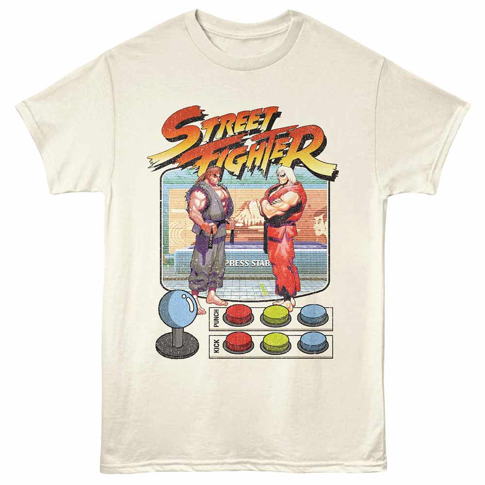 STREET FIGHTER Eye-Catching T-Shirt, GAME BUTTONS