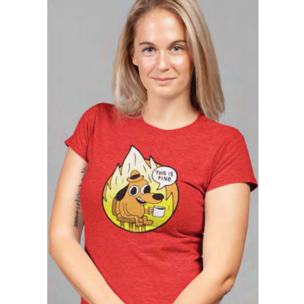 THIS IS FINE Eye-Catching T-Shirt, CIRCLE EMBLEM