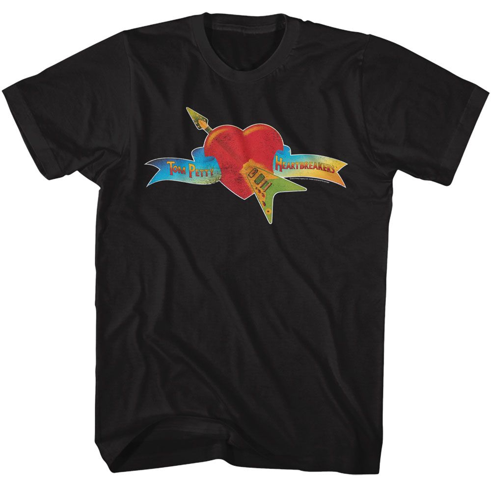TOM PETTY & THE HEARTBREAKERS Eye-Catching T-Shirt, Heart and Banner