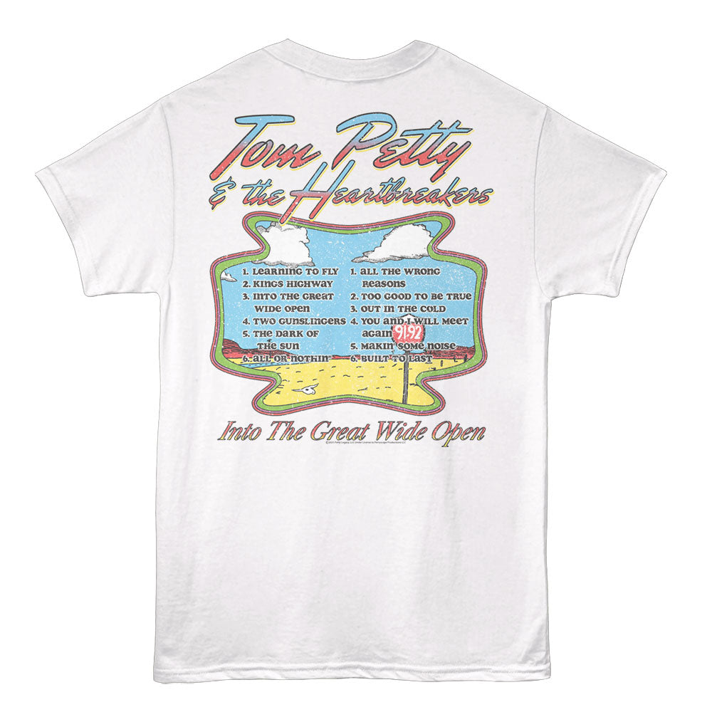 TOM PETTY & THE HEARTBREAKERS Eye-Catching T-Shirt, WIDE OPEN TRACKLIST