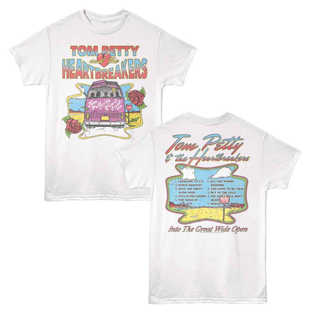 TOM PETTY & THE HEARTBREAKERS Eye-Catching T-Shirt, WIDE OPEN TRACKLIST