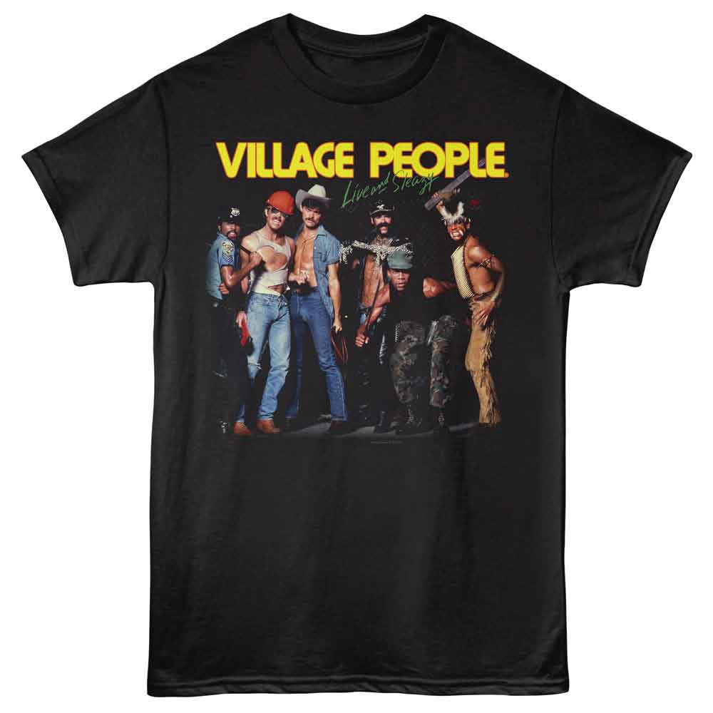 VILLAGE PEOPLE Eye-Catching T-Shirt, LIVE AND SLEAZY