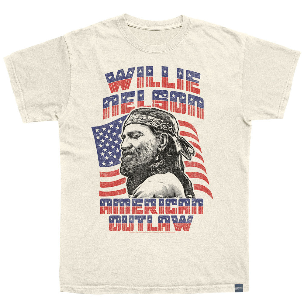 Beige t-shirt with Willie Nelson graphic and &