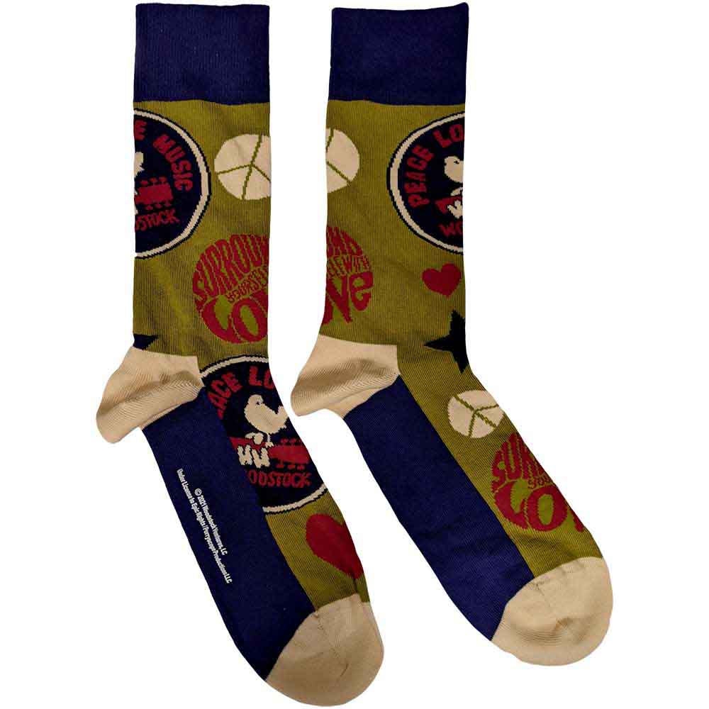 WOODSTOCK Unisex Ankle Socks, Peace - Love - Music