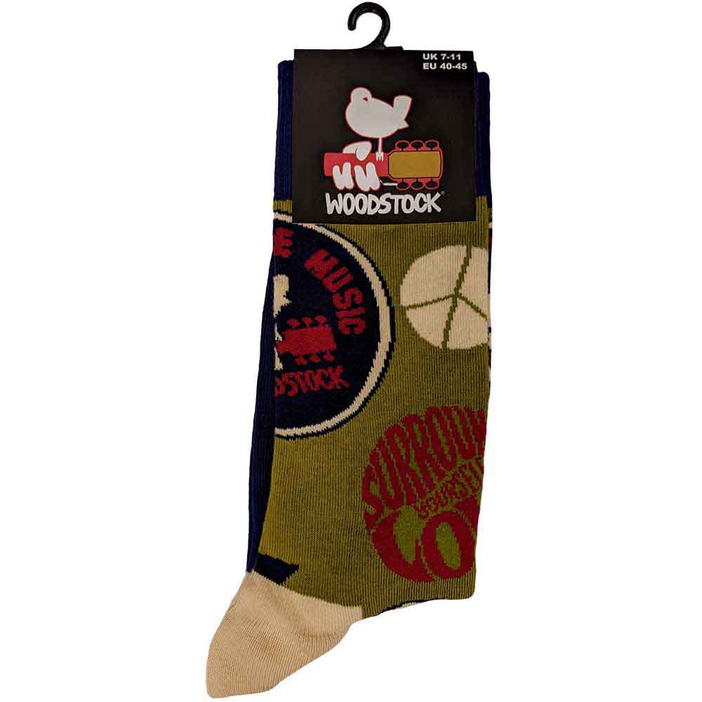 WOODSTOCK Unisex Ankle Socks, Peace - Love - Music