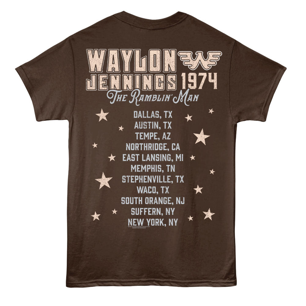 WAYLON JENNINGS Eye-Catching T-Shirt, TOUR 1974