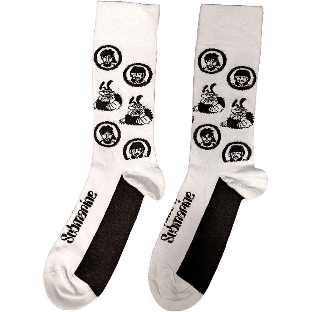 THE BEATLES Unisex Ankle Socks, Band & Meanies Monochrome