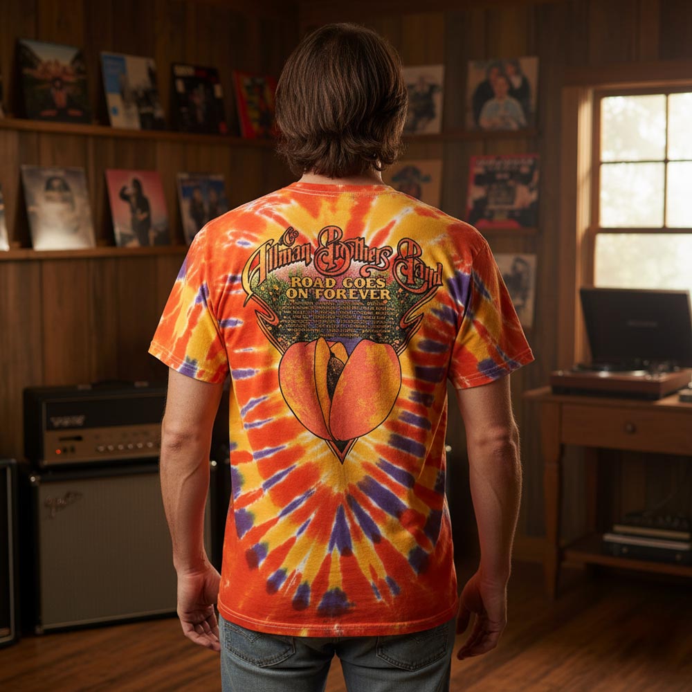 THE ALLMAN BROTHERS Tie Dye T-Shirt, Peach on Tour