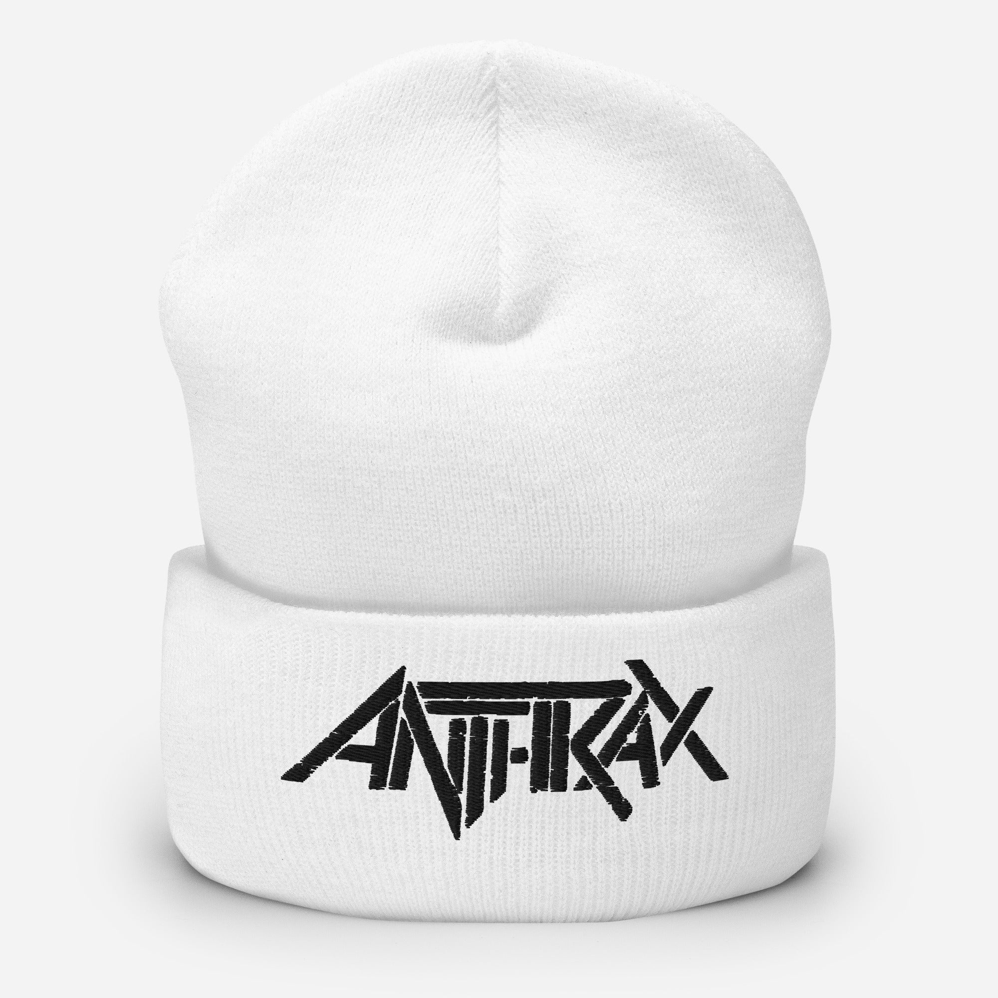 Anthrax - Black on White Cuffed HD Embroidered Beanie