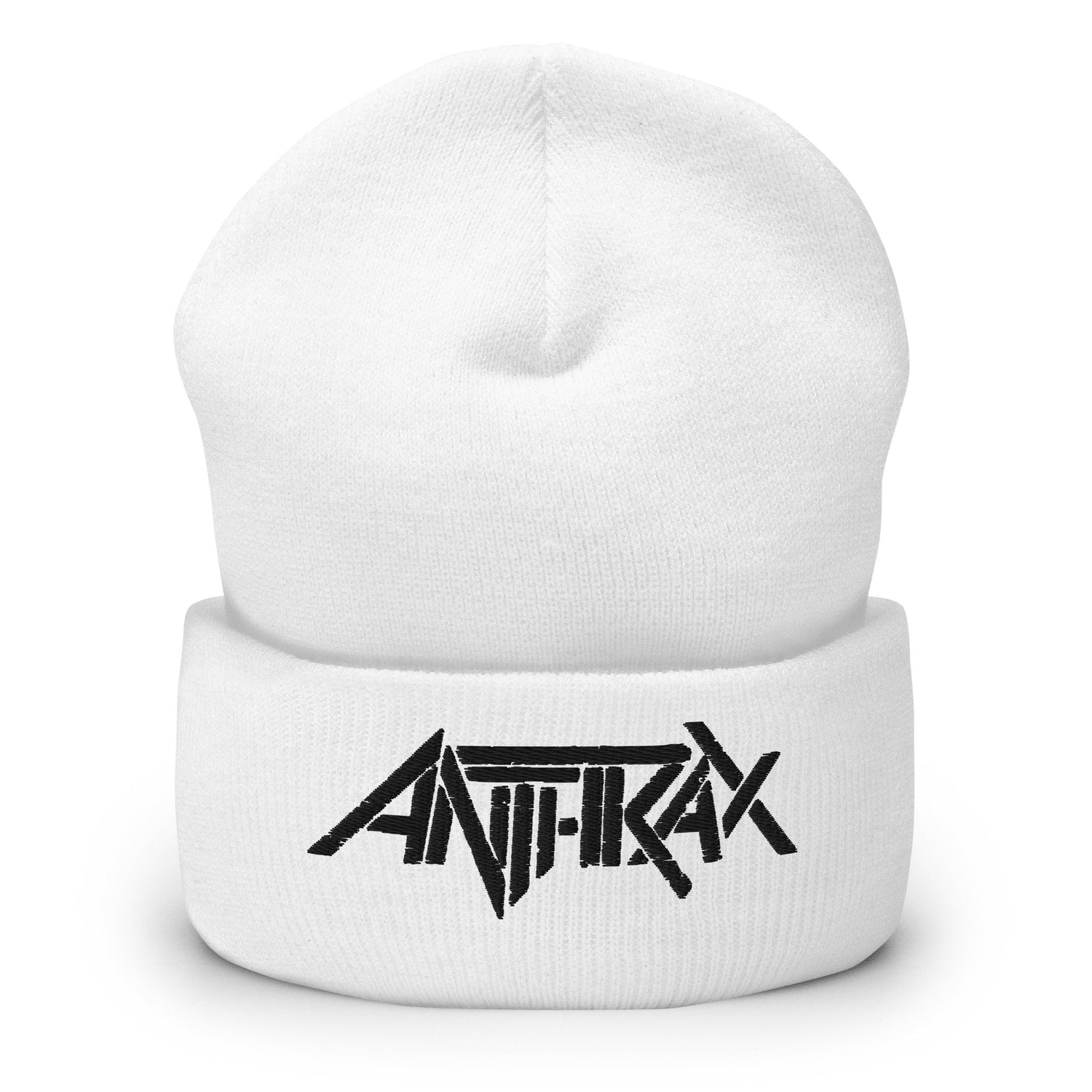 Anthrax - Black on White Cuffed HD Embroidered Beanie