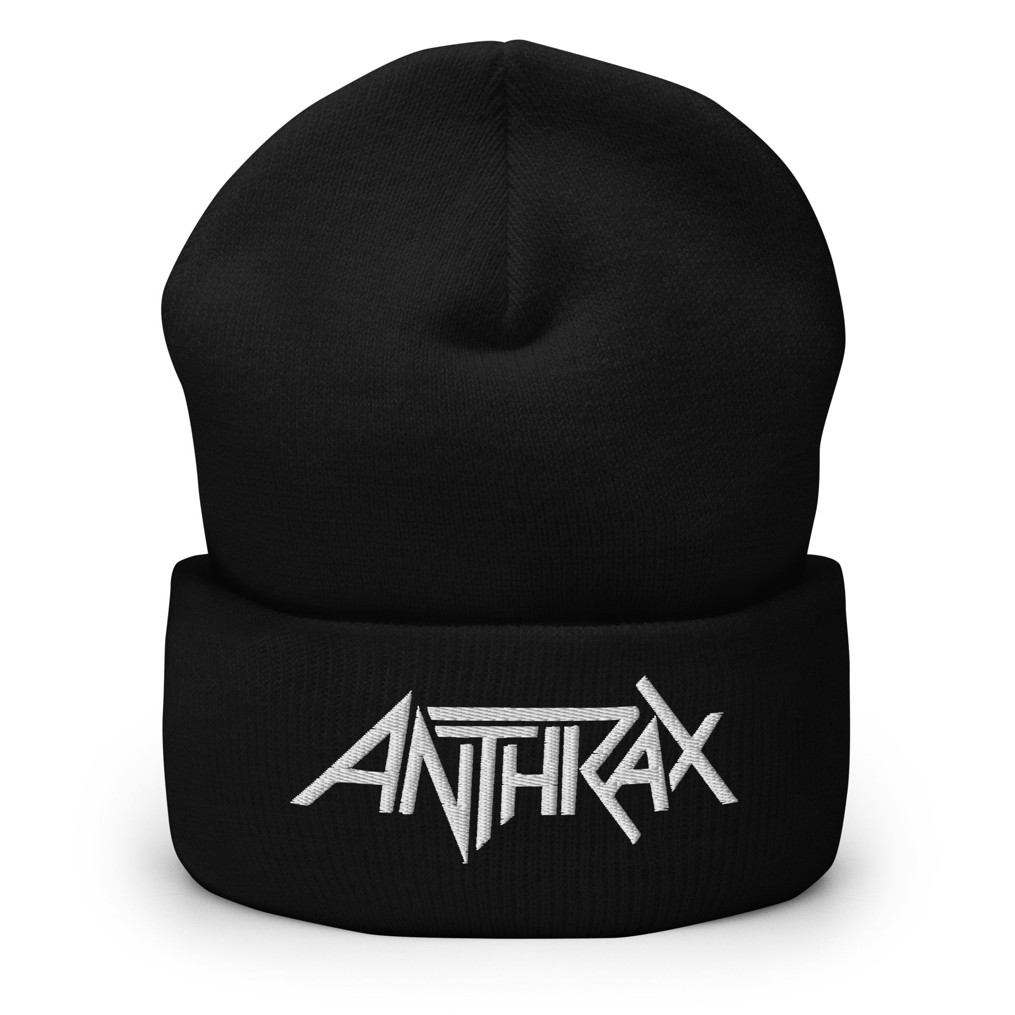 Anthrax - White on Black Cuffed HD Embroidered Beanie