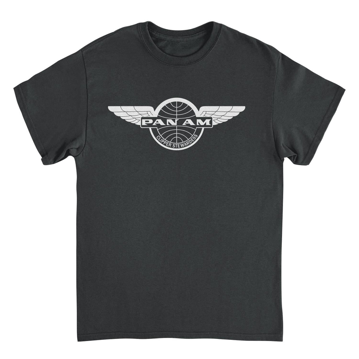 Pan Am Clipper Stewardess White Print Black T-Shirt