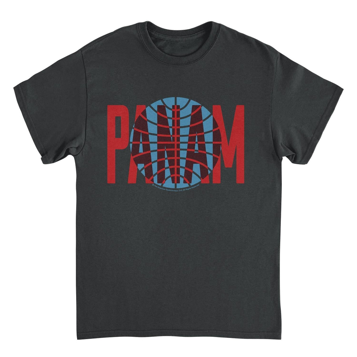 Pan Am Red Text Over Logo Black T-Shirt