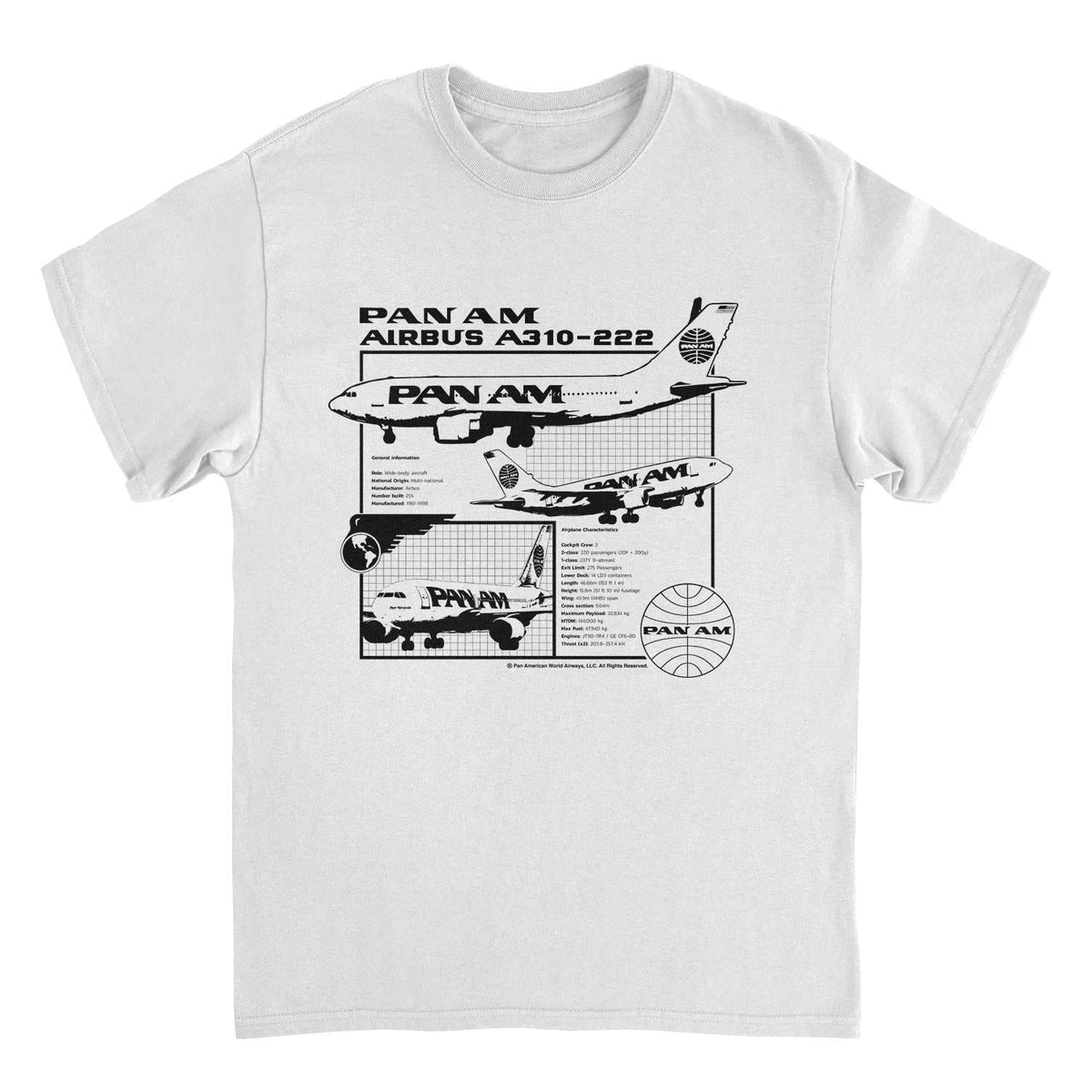 Pan Am Airplane Info and Characteristics White T-Shirt