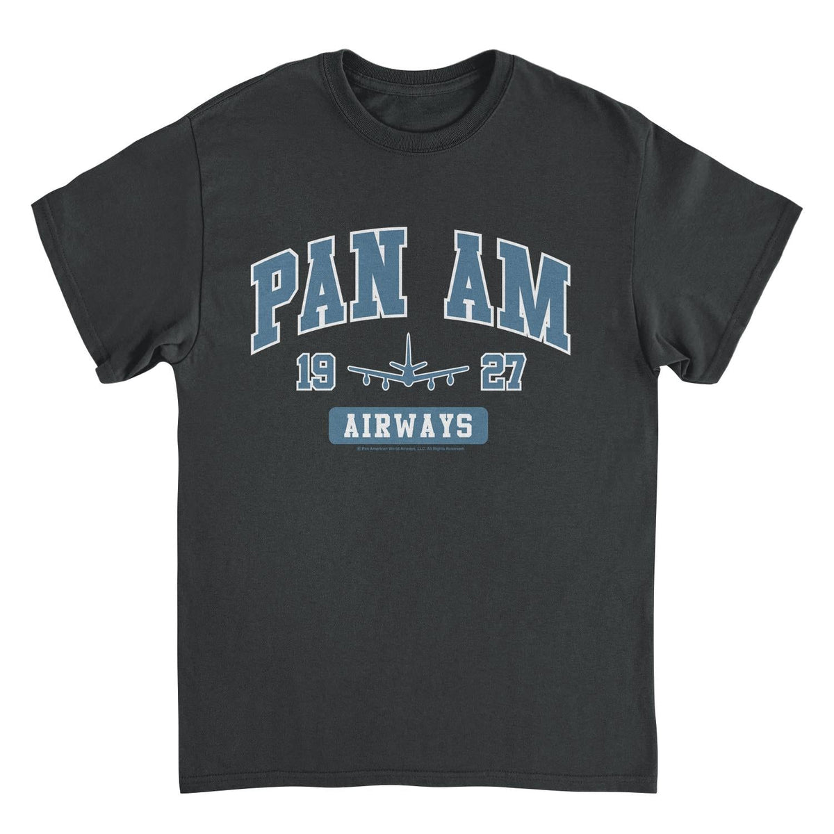 Pan Am Airways 1927 College Sports Text Black T-Shirt