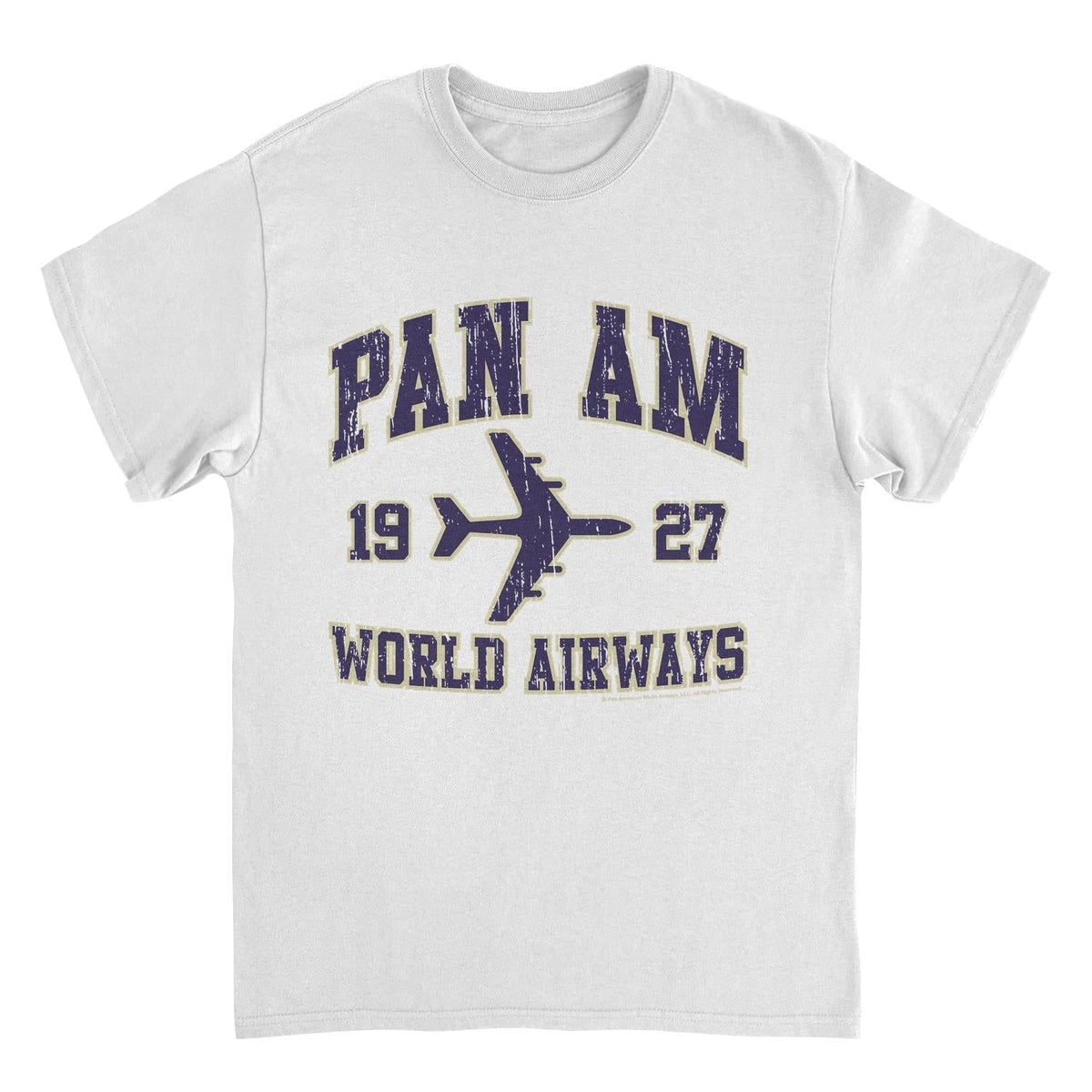 Pan Am World Airways Varsity Sports Text Distress White T-Shirt