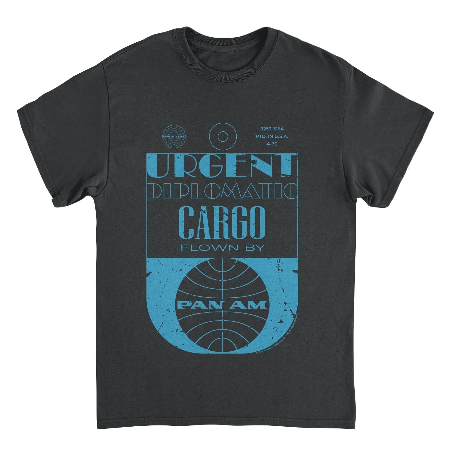 Pan Am Urgent Diplomatic Cargo Tag Black T-Shirt