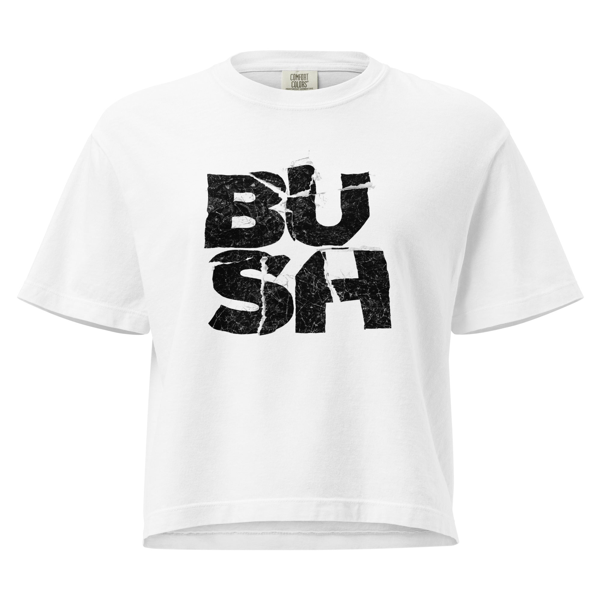 Bush Stacked Logo Mineral Wash Womens Crop Top