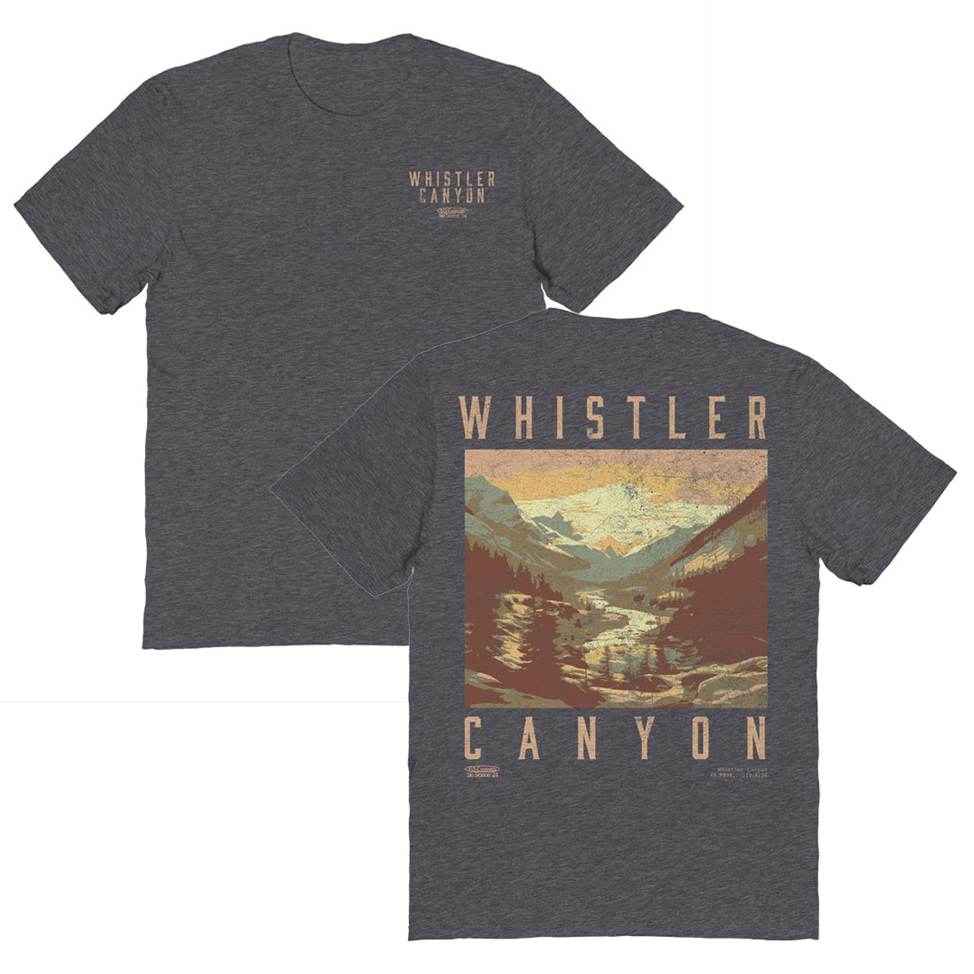 Skiing Whistler Dark Heather Front & Back Print T-Shirt