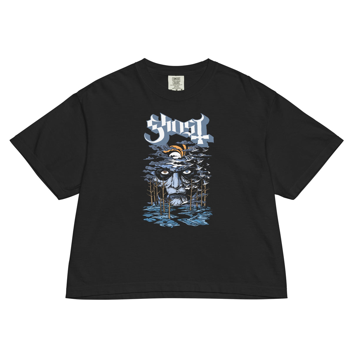 Ghost Into the Night Mineral Wash Womens Crop Top