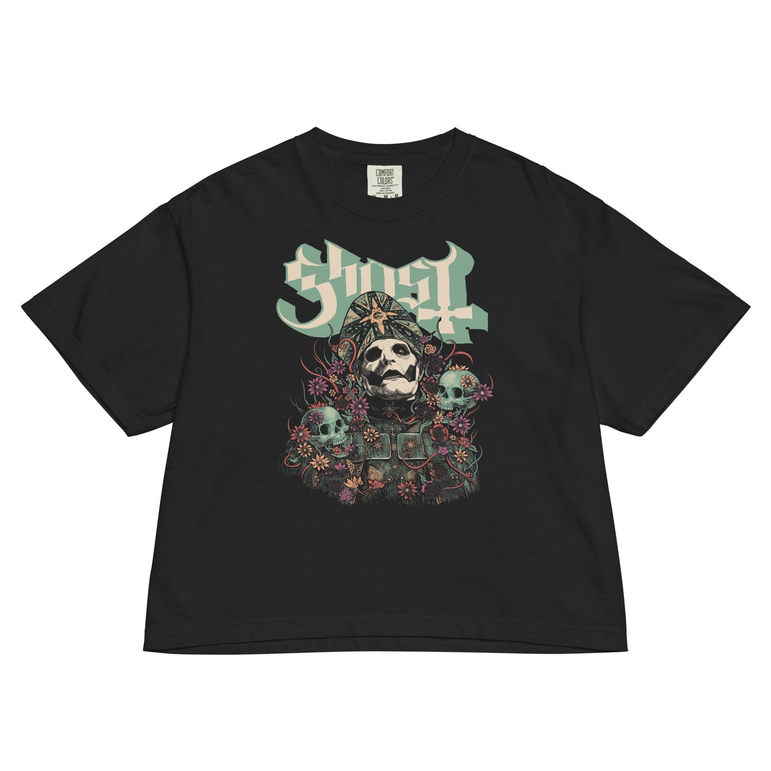 Ghost Square Hammer Mineral Wash Womens Crop Top