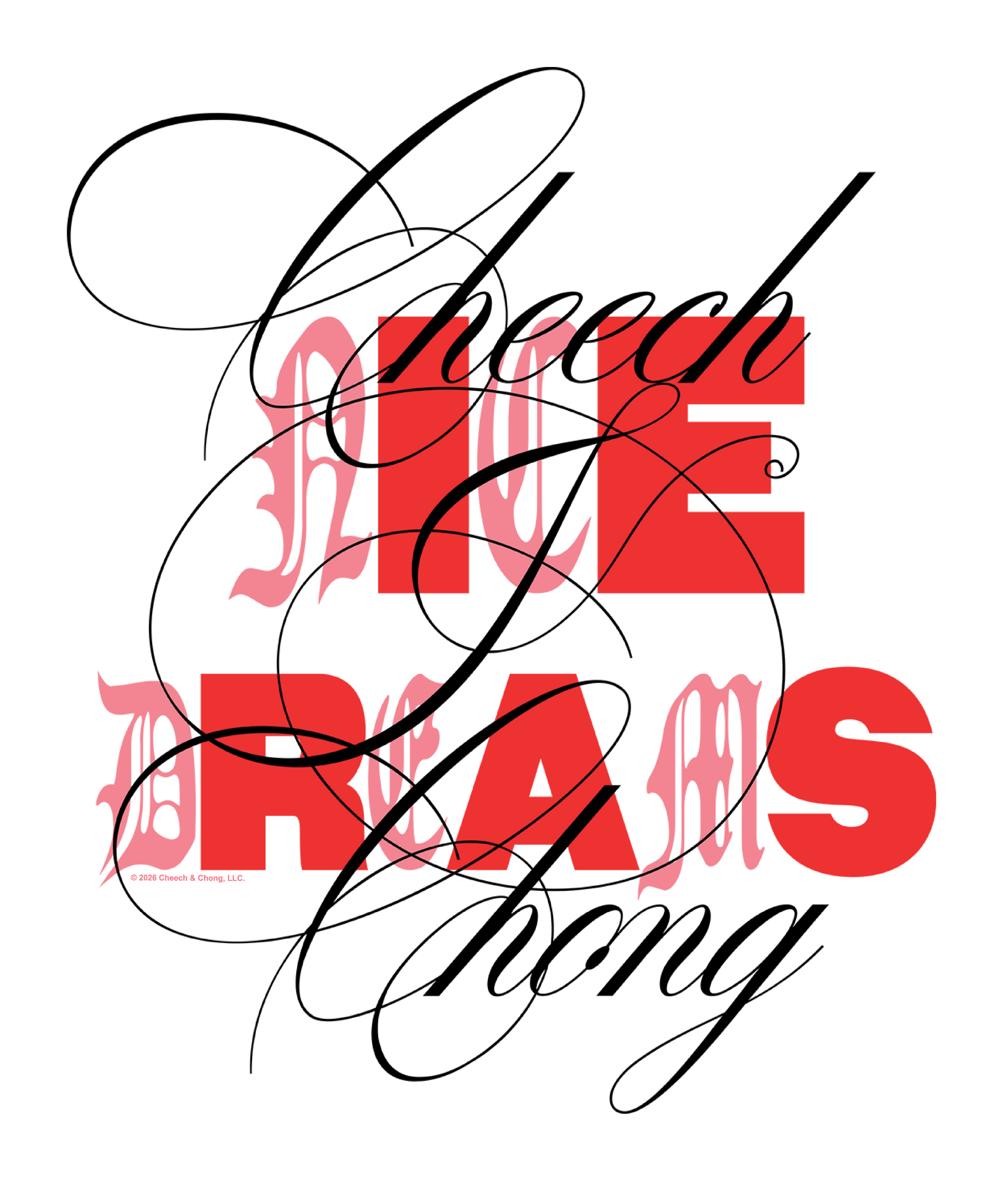 Cheech & Chong Nice Dreams Red Typography T-Shirt