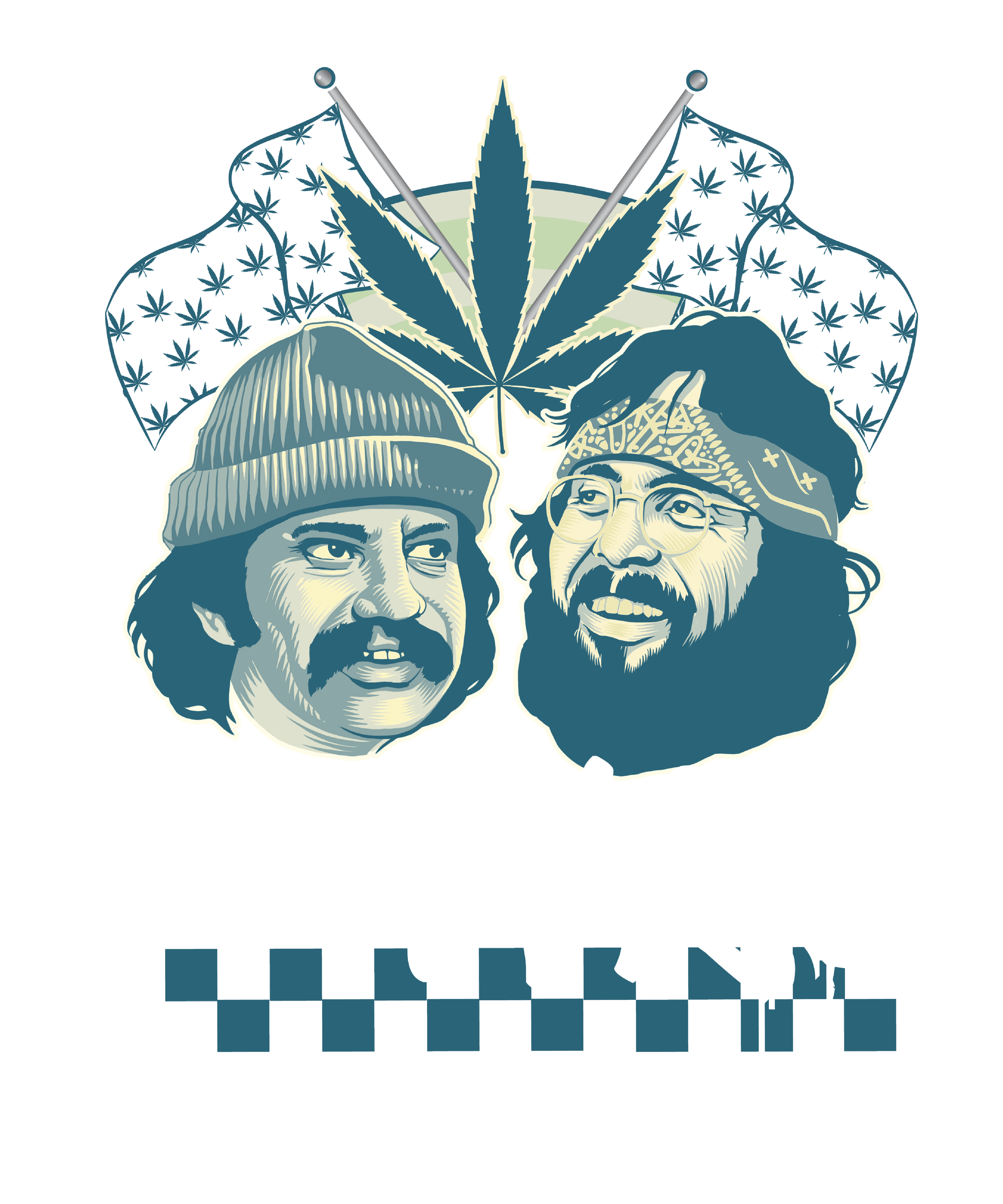 Cheech & Chong Team 420 Duo Leaf Flags T-Shirt