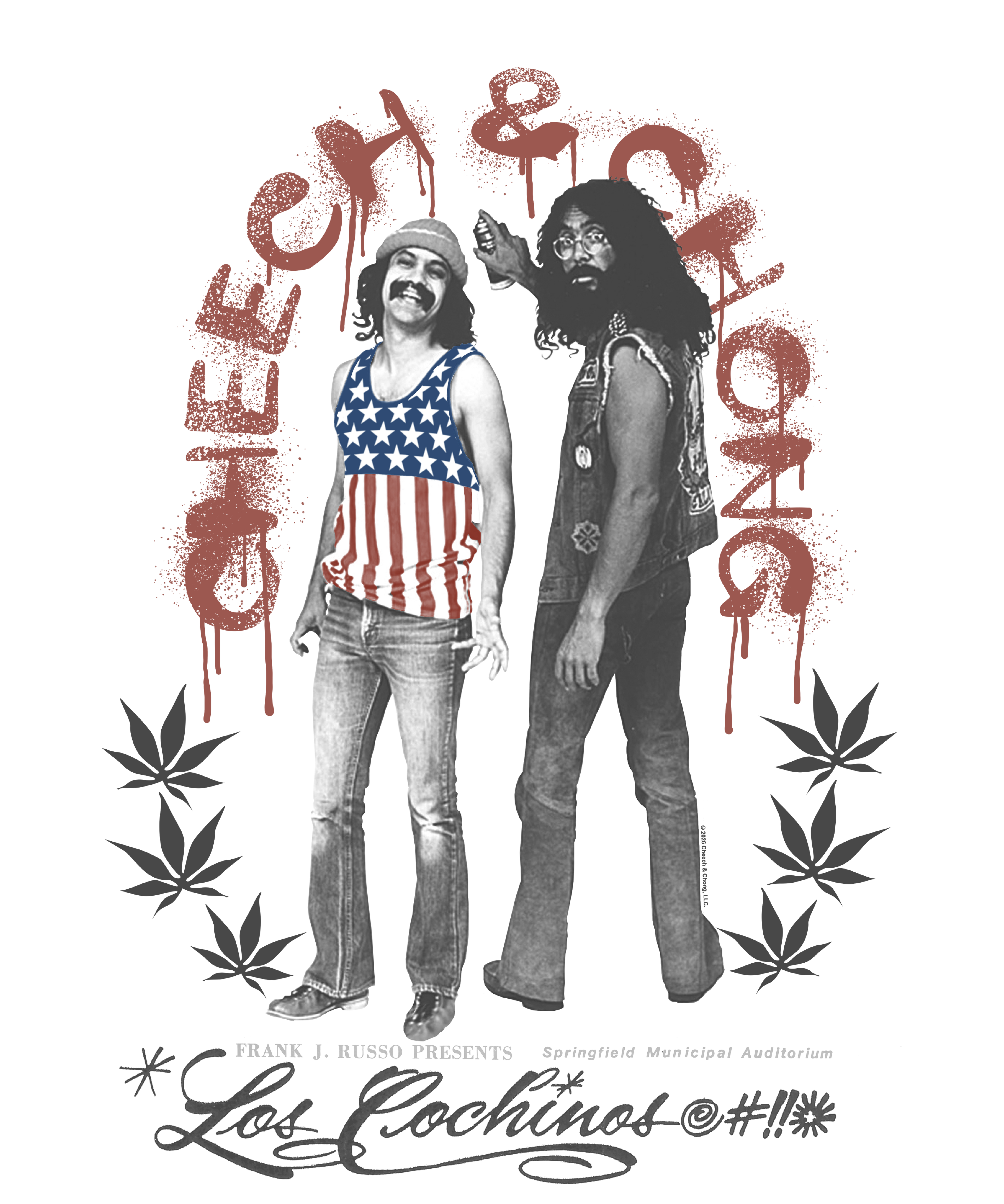 Cheech & Chong Los Cochinos Retro Concert Poster T-Shirt