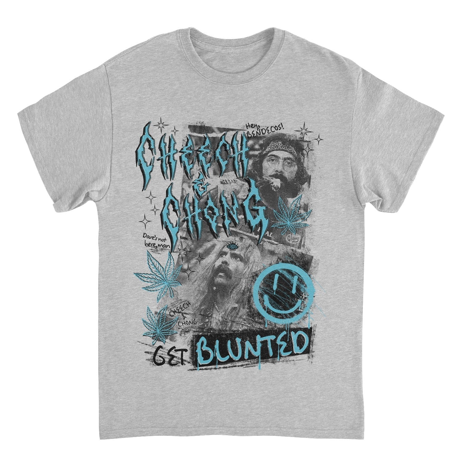 Cheech & Chong Get Blunted Blue Smiley T-Shirt