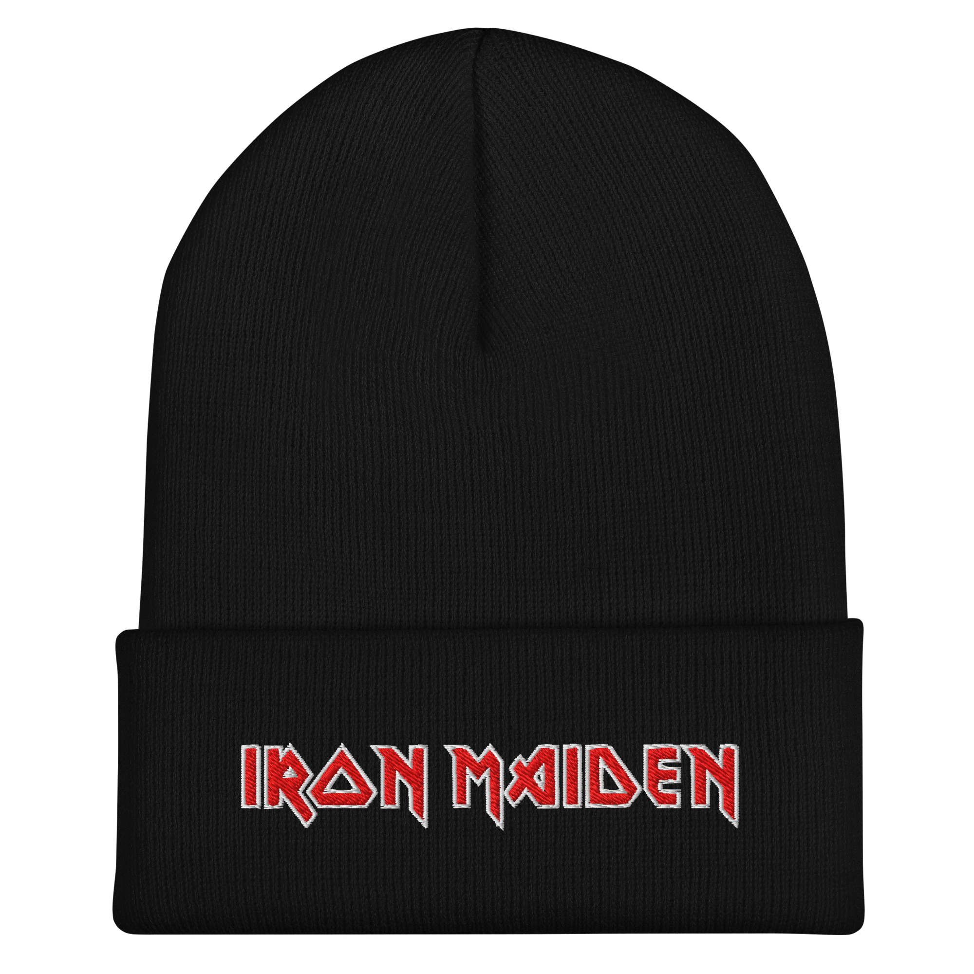A black beanie hat with the &
