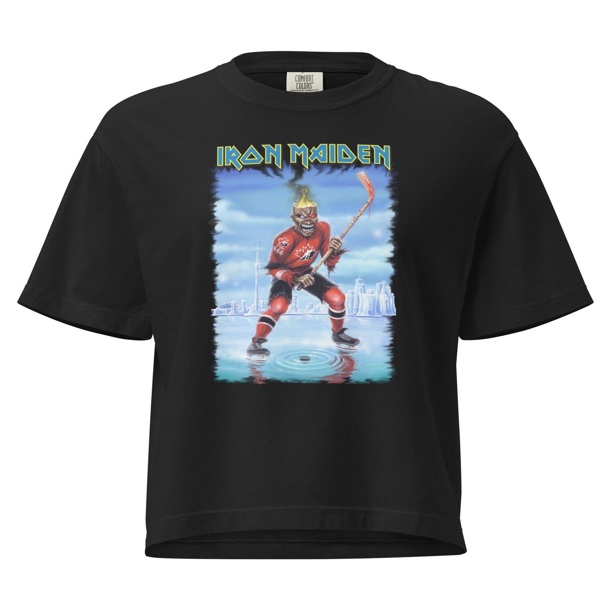 Iron Maiden Oh Canada Mineral Wash Womens Crop Top