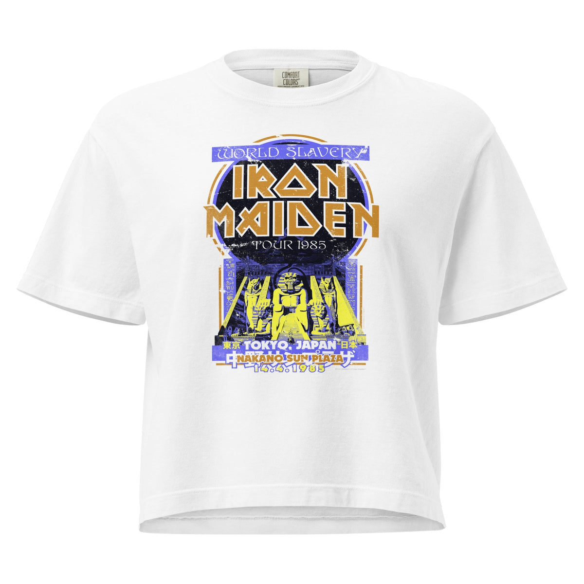 Iron Maiden Tokyo 1985 Vintage Tour Mineral Wash Womens Crop Top