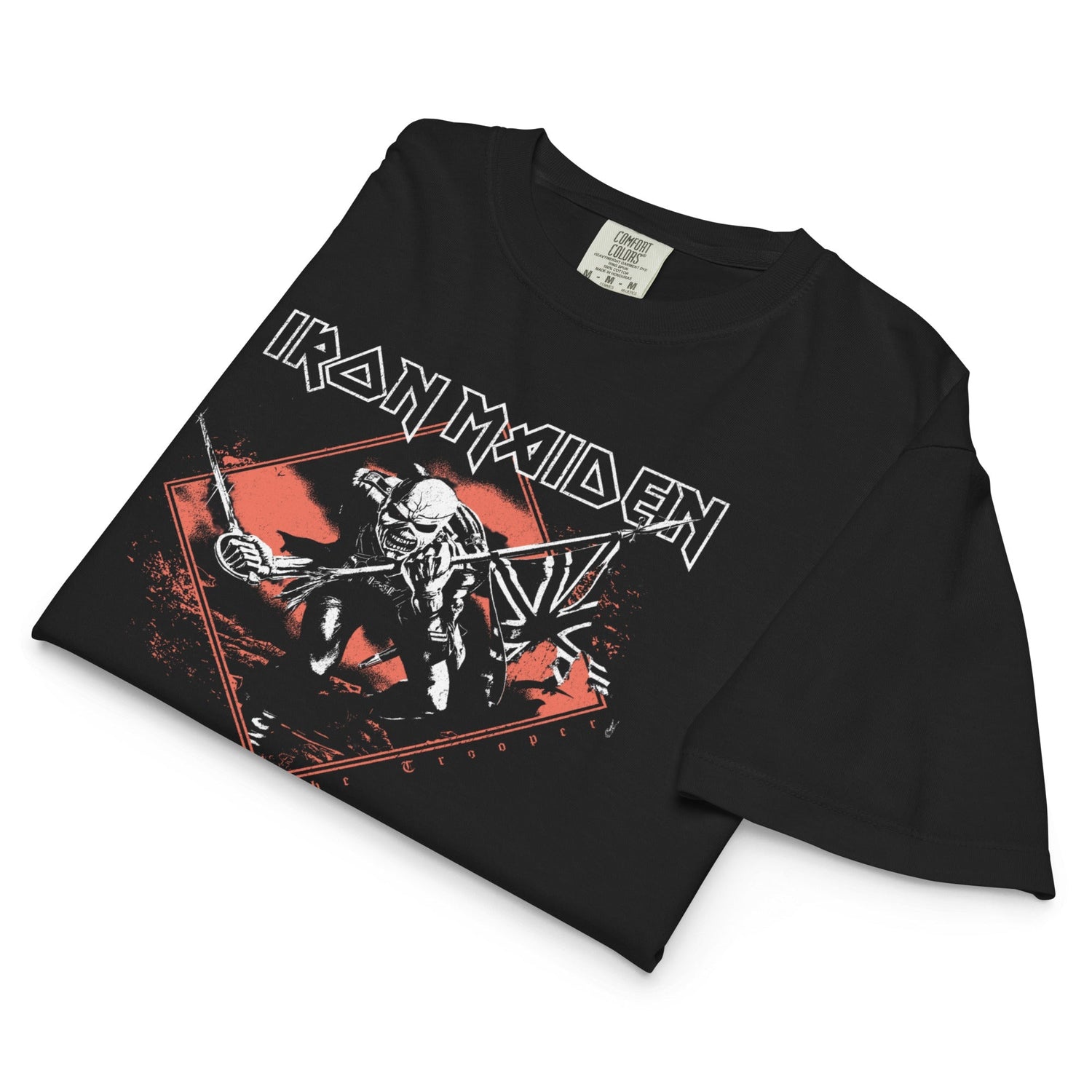 Iron Maiden Trooper Diamond Mineral Wash Womens Crop Top