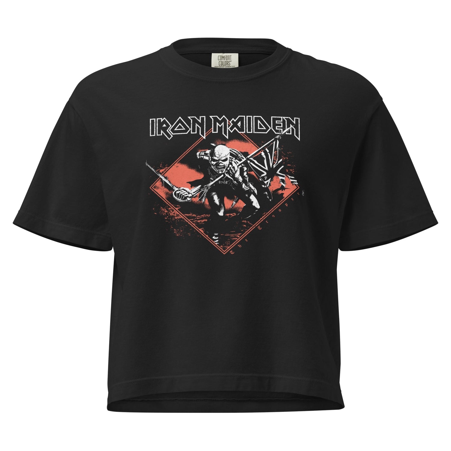 Iron Maiden Trooper Diamond Mineral Wash Womens Crop Top
