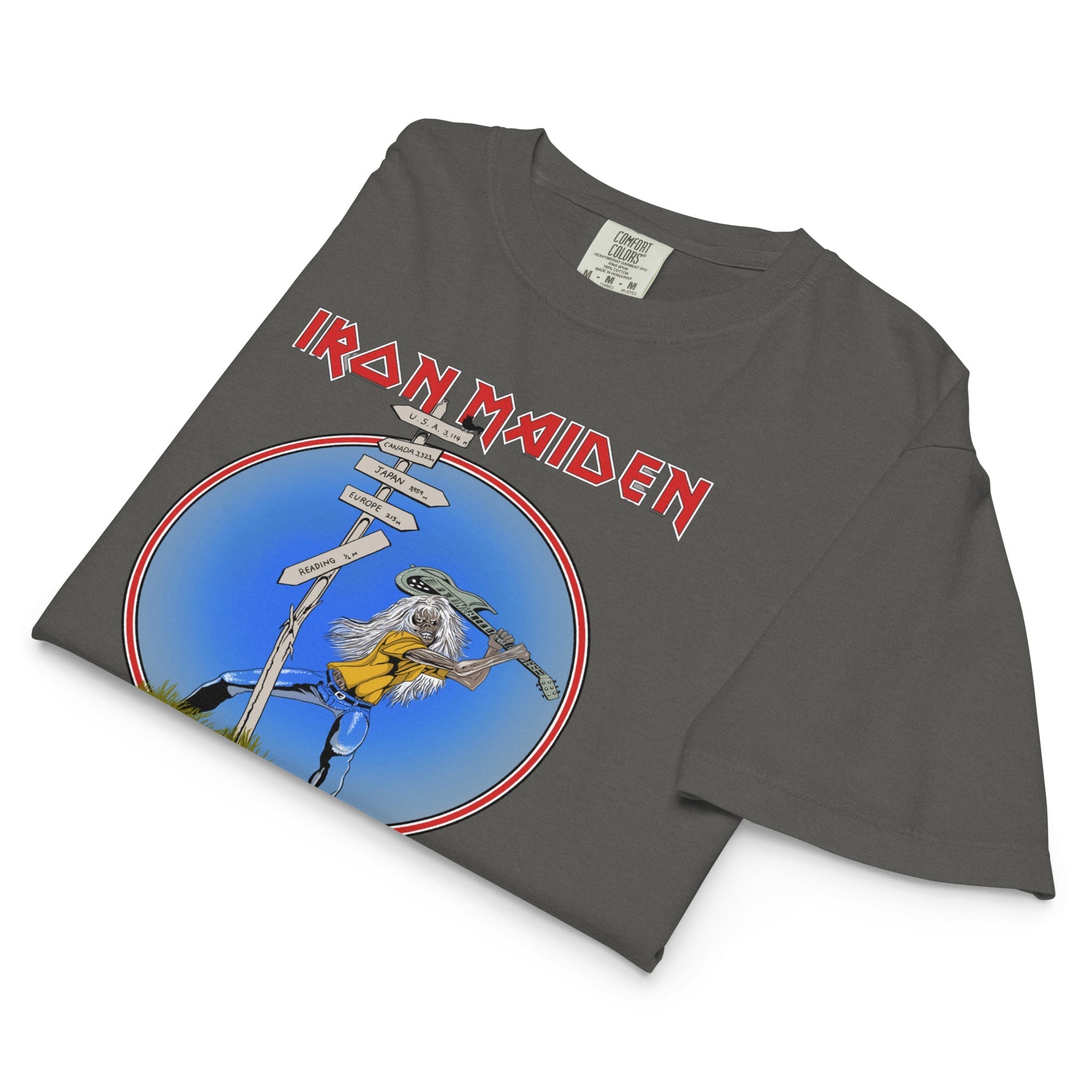 Iron Maiden Reading 1982 Mineral Wash Womens Crop Top