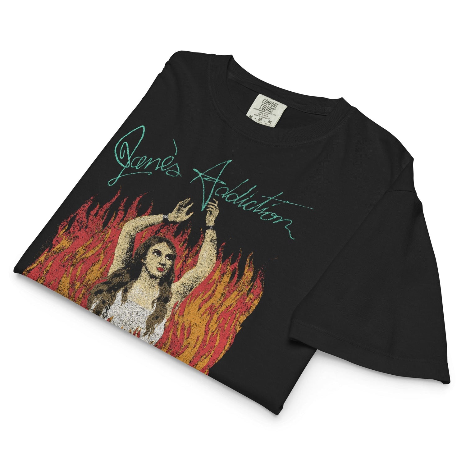 Janes Addiction Flames Mineral Wash Womens Crop Top