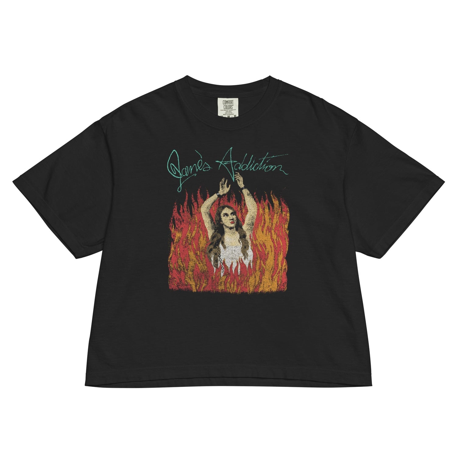 Janes Addiction Flames Mineral Wash Womens Crop Top