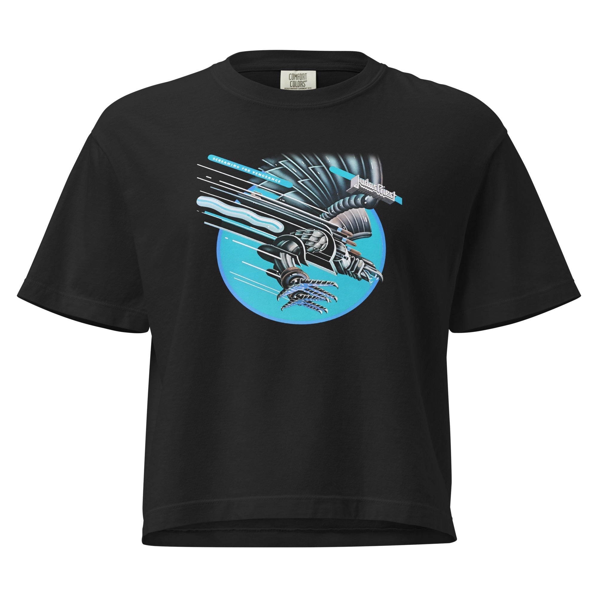 Judas Priest Neon Screaming Mineral Wash Womens Crop Top