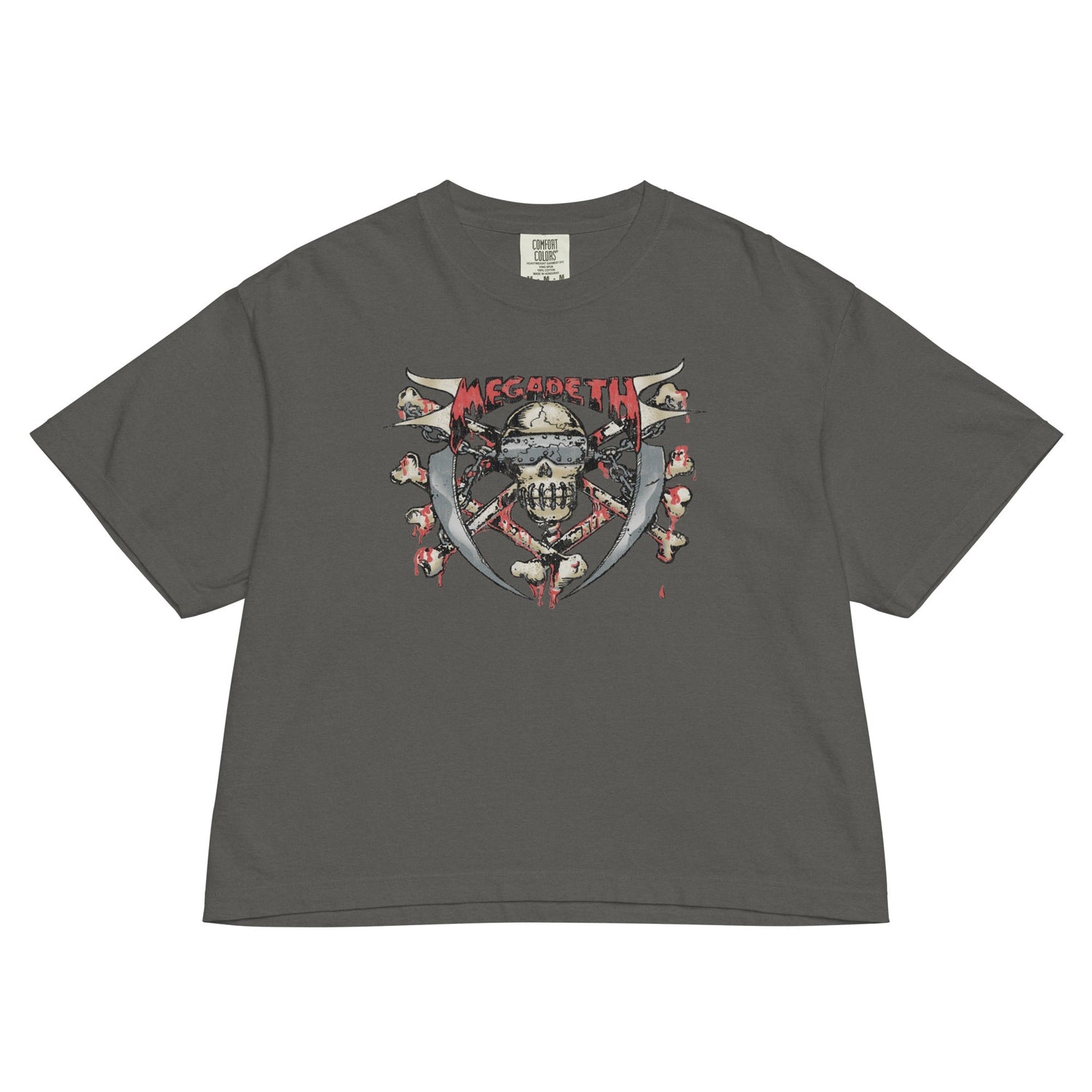 Megadeth Hand Painted Vic Mineral Wash Womens Crop Top