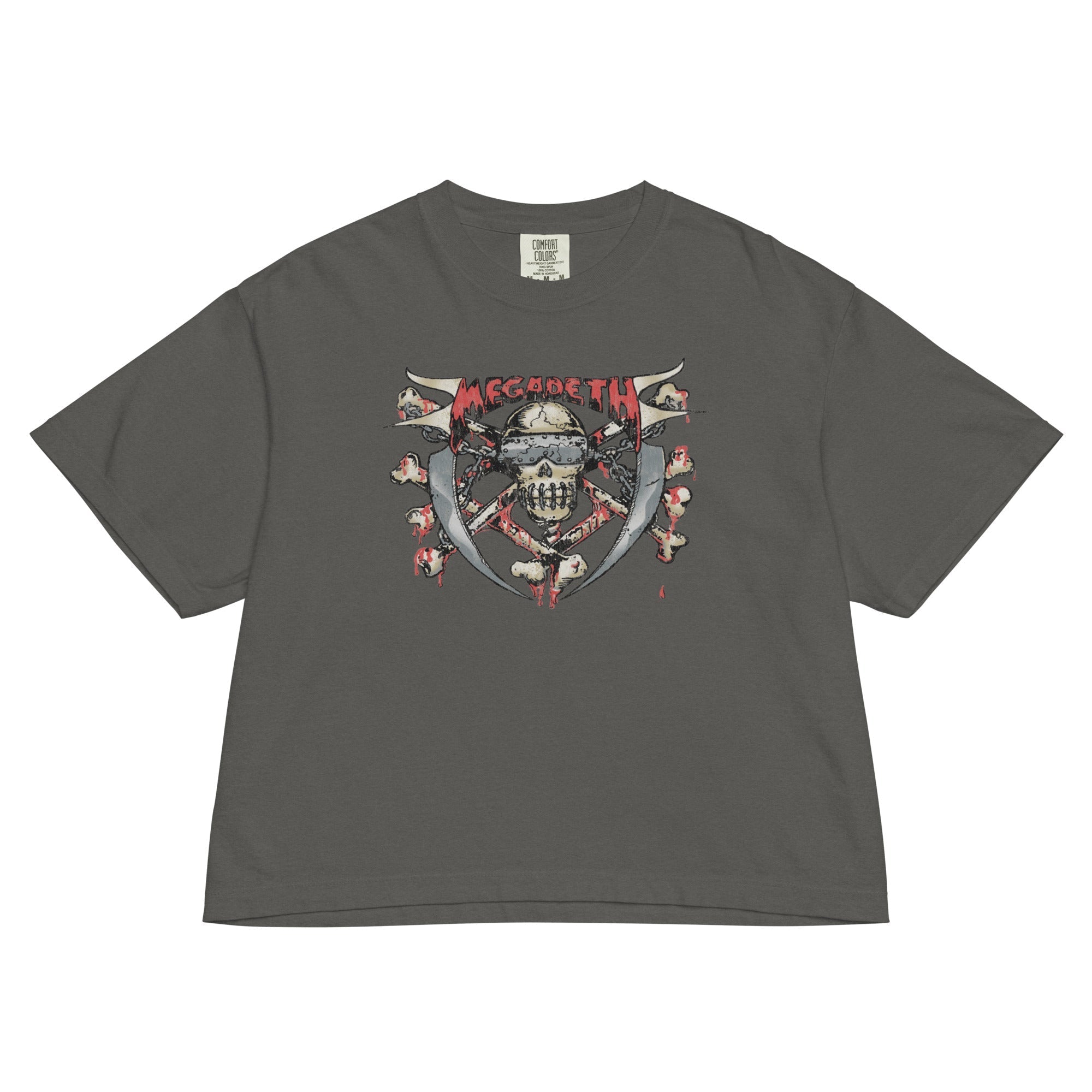 Megadeth Hand Painted Vic Mineral Wash Womens Crop Top
